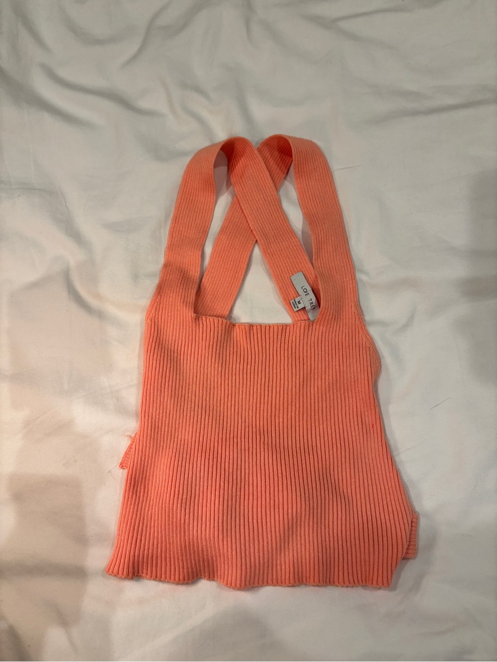 Love Tree Peach-Orange Ribbed Knit Tank
